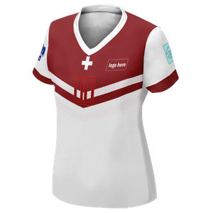 Maillot de football personnalisé de la coupe du monde suisse imprimé pour femme avec photo
