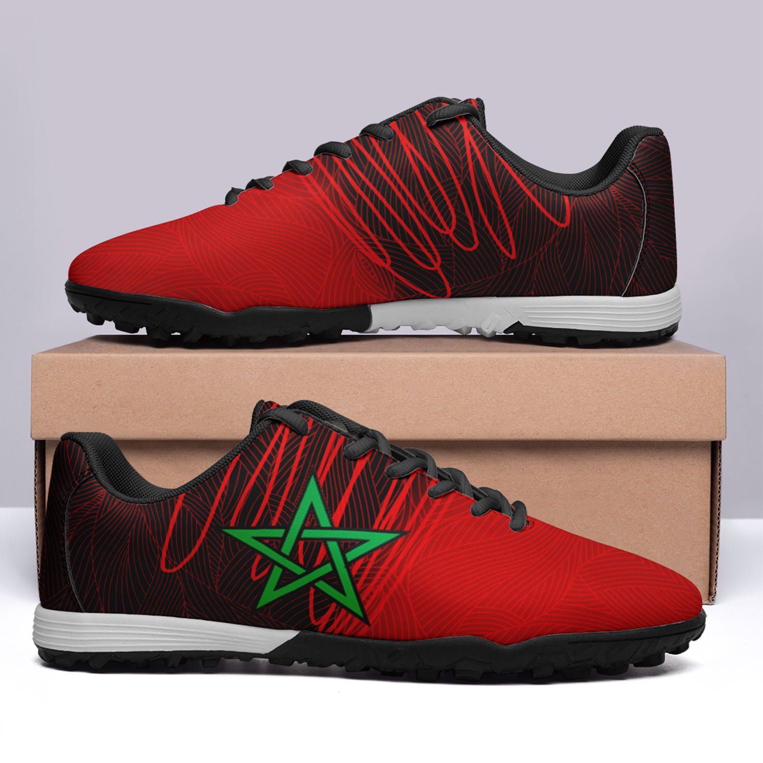 Chaussures de football de l'équipe du Maroc de la Coupe du monde 2022 personnalisées